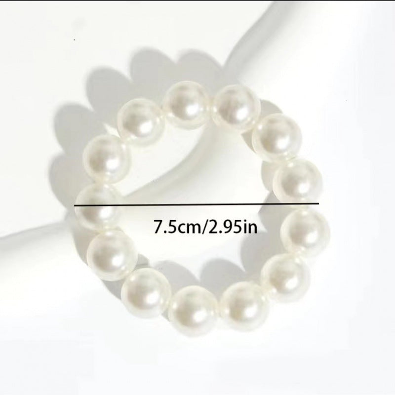 Wholesale Women's Romantic Pearl Hair Rope Hair Ring Sweet All-match Rubber Tendon